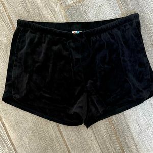 Black velour shorts